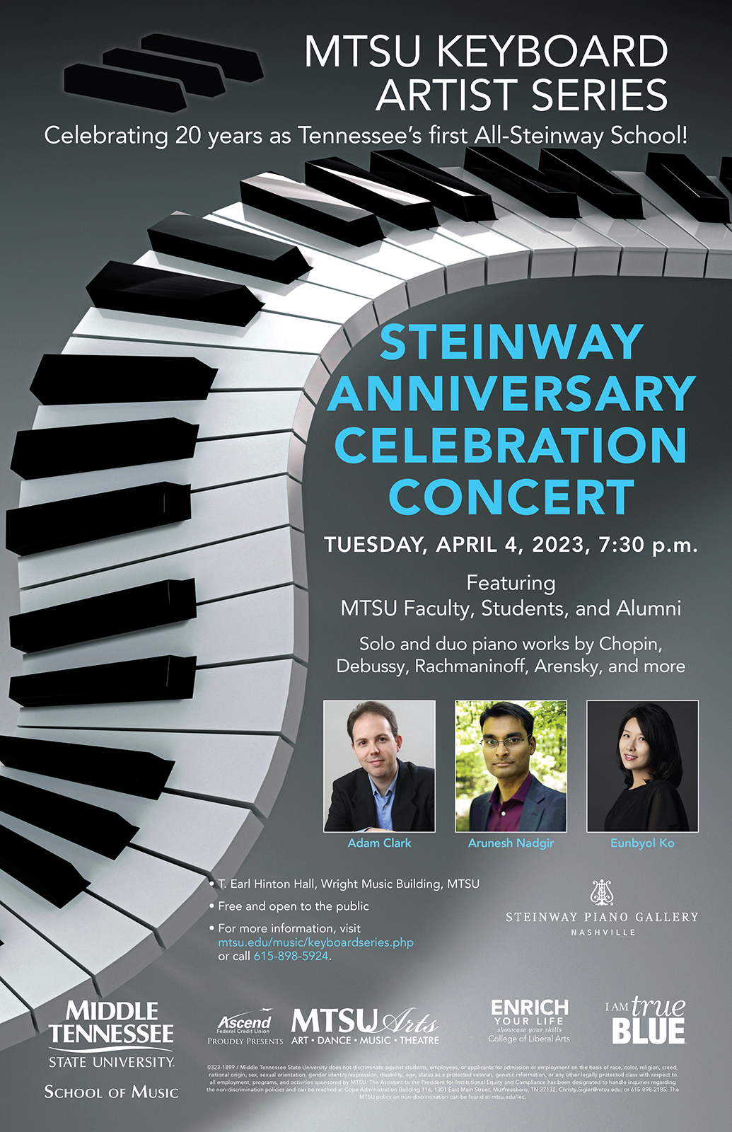 MTSU Steinway Anniversary Concert 2023 poster