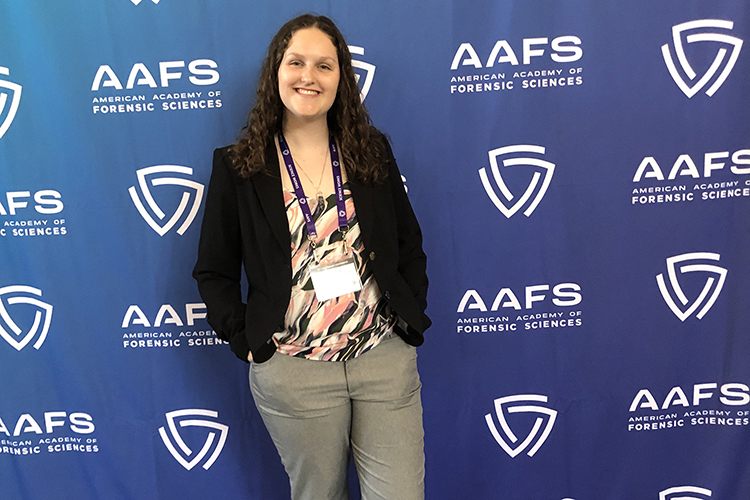 Audrey Lauerhass, Middle Tennessee State University forensic science and anthropology student, attends the American Academy of Forensic Sciences annual conference in Orlando, Fla., in February 2023 as vice president of the Middle Tennessee Forensic Science Society. (Photo courtesy of Audrey Lauerhass)