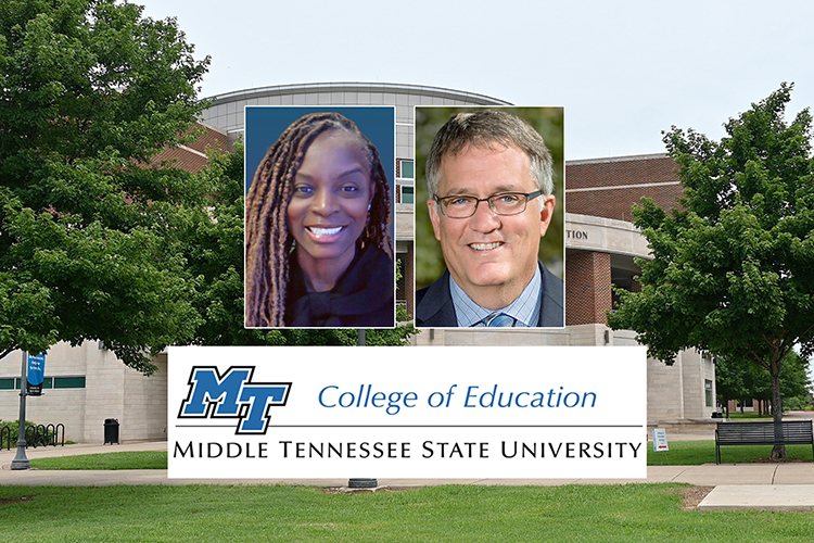 Middle Tennessee State University recently announced that Neporcha Cone, left, will be the next dean of the College of Education and will start her position on July 1, 2023. (MTSU graphic illustration by Stephanie Wagner)