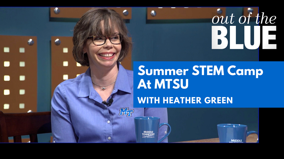 Out of the Blue graphic featuring Heather Green discussing CBAS STEM Camp