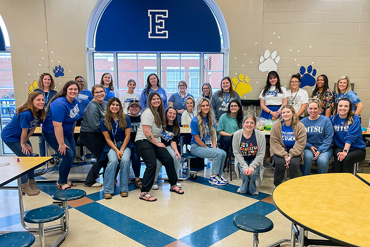 Middle Tennessee State University students and faculty help put on a math and literacy family night March 23, 2023, at John Pittard Elementary in Murfreesboro, Tenn. (MTSU photo courtesy of Katie Schrodt)