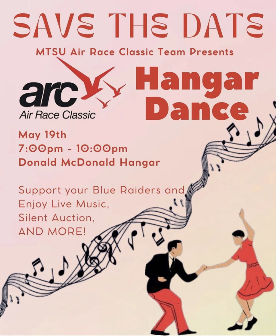 Air Race Clasic Hangar Dance flyer promoting Friday, May 19, special fundraising event