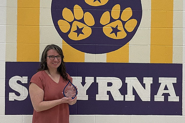 Middle Tennessee State University presented Melanie Haupt, math teacher at Smyrna High in Smyrna, Tenn., with a Mentor Teacher of Excellence award for her work mentoring MTSU education students, on May 3, 2023. (MTSU photo by Shannon Harmon)