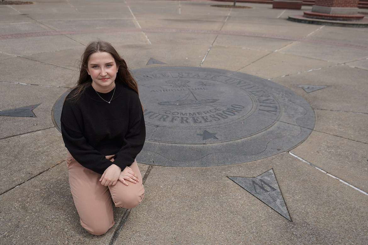 Victoria Grigsby of Taft, Tenn., a Middle Tennessee State University political science major and Honors College student, will be a Fulbright Summer Institute participant in Wales for three weeks this summer. Grigsby has a double minor in economics and German. (MTSU photo Robin E. Lee)