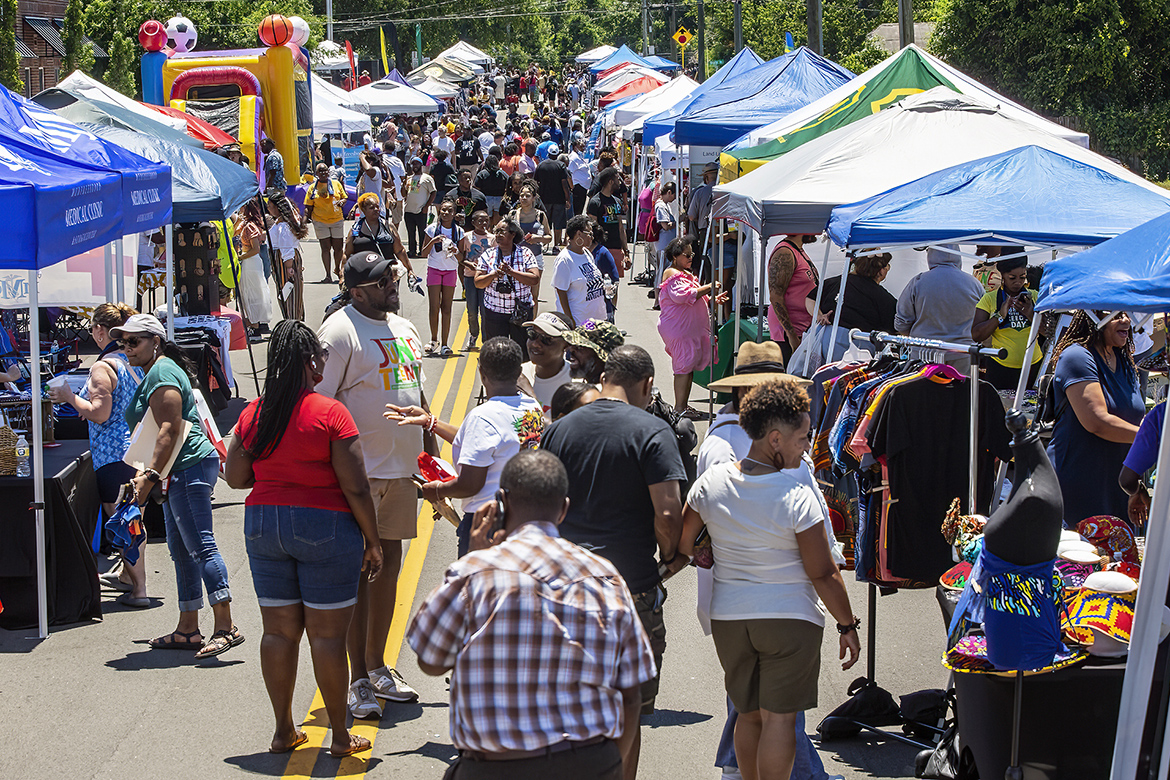 In this 2022 file photo, Murfreesboro Juneteenth Celebration attendees and vendors line Academy Street near Bradley Academy Museum and Cultural Center, which hosts the annual event. (Photo by Jim Davis/Courtesy of the city of Murfreesboro)