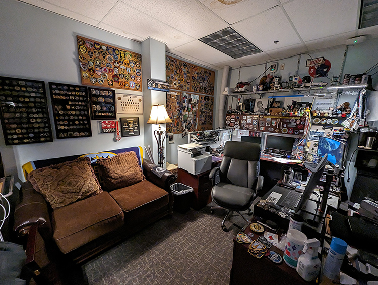 This undated photo shows the office of Chris Brennan, a 29-year veteran of the Metro Nashville Police Department who works at his forensics workstation as a member of the department’s Specialized Investigations Division tech unit. Taking advantage of University College’s Adult Degree Completion Program, Brennan returned to MTSU after decades away and will graduate with his bachelor’s degree in integrated studies this month. (Submitted photo)