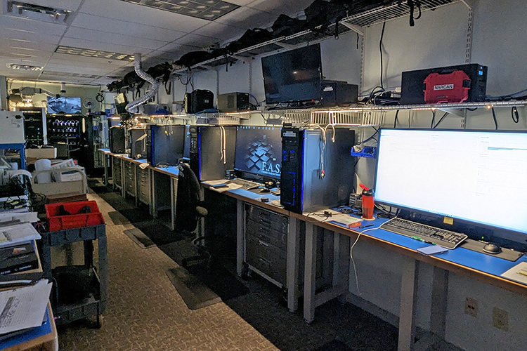 This undated photo shows the lab area lined with forensics workstations inside the Metro Nashville Police Department where Chris Brennan, a 29-year veteran of the department who works in the Specialized Investigations Division tech unit. Taking advantage of University College’s Adult Degree Completion Program, Brennan returned to MTSU after decades away and will graduate with his bachelor’s degree in integrated studies this month. (Submitted photo)