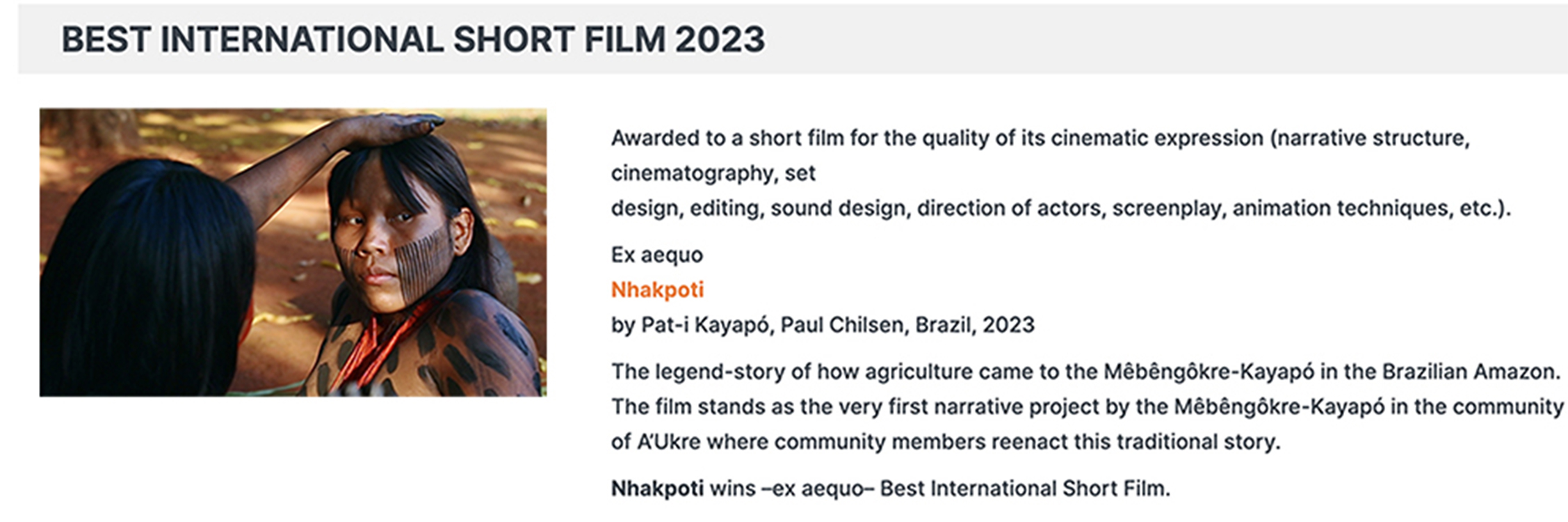 "Nhakpoti," a film by Middle Tennessee State University media arts associate professor Paul Chilsen, won Best International Short Film at the 33rd International First Peoples' Festival held in Montreal, Canada, in August 2023. (Photo illustration courtesy IFPF)