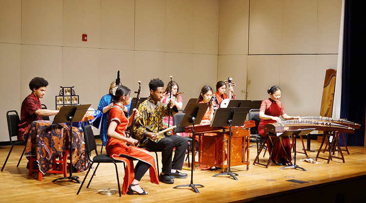 The MTSU Chinese Ensemble performs at the Gloria Shott Performance Hall at the University of North Georgia-Dahlonega on Oct. 16, 2023, as part of a grant funded by SouthArts Traditional Arts. (Submitted photo)