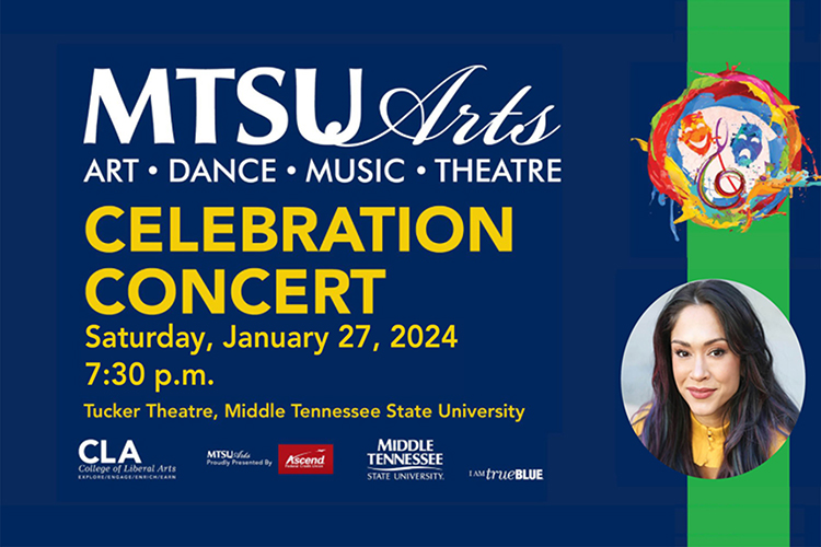 Middle Tennessee Student University’s 12th annual MTSU Arts Celebration Concert takes place 7:30 p.m. Saturday, Jan. 27, at Tucker Theatre on campus. (Submitted graphic)