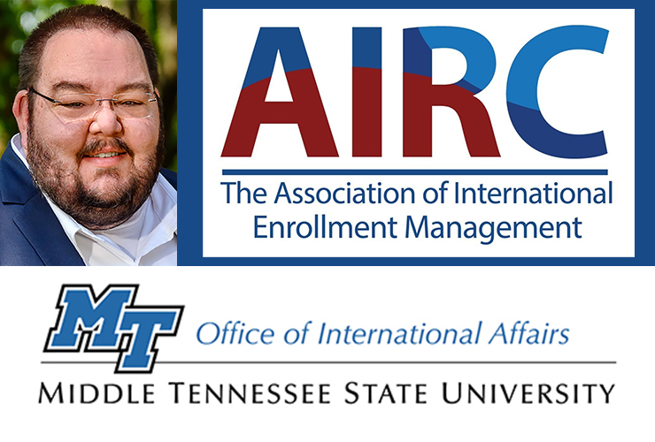Robert Summers, top left, vice provost for international affairs at Middle Tennessee State University, has been elected the new president of the nonprofit American International Recruitment Council, or AIRC, the association of international enrollment management. (MTSU photo of Summers; AIRC, MTSU logos)