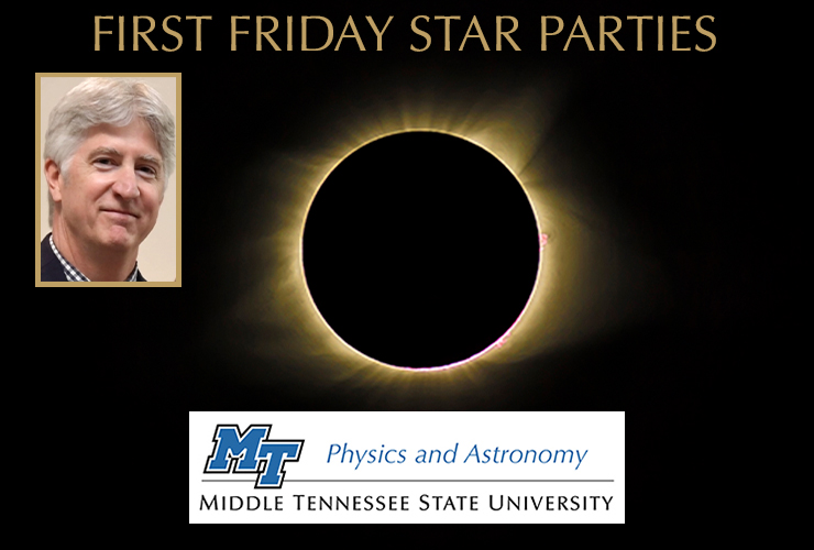 Promo graphic for March 1 2024 Star Party led by professor Chuck Higgins