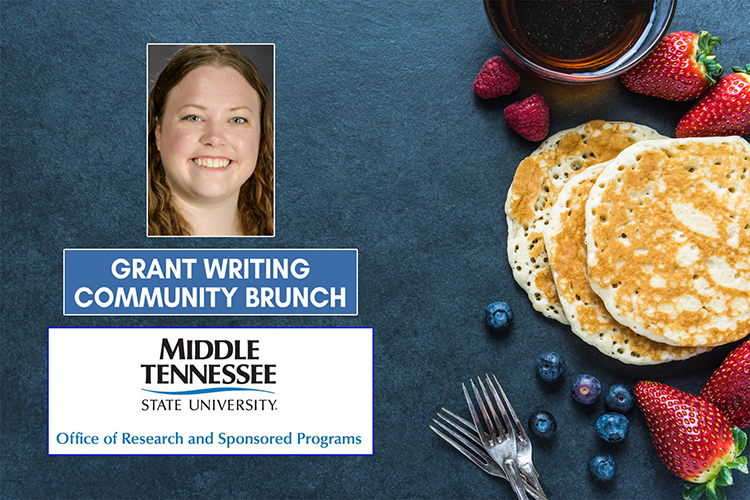 Middle Tennessee State University’s Office of Research and Sponsored Programs will host a Grant-Writing Community Brunch for grant-funded faculty and staff from 9 to 11 a.m. on Friday, March 29, at the MT Center in the Sam Ingram Building on campus. (MTSU graphic illustration by Stephanie Wagner)