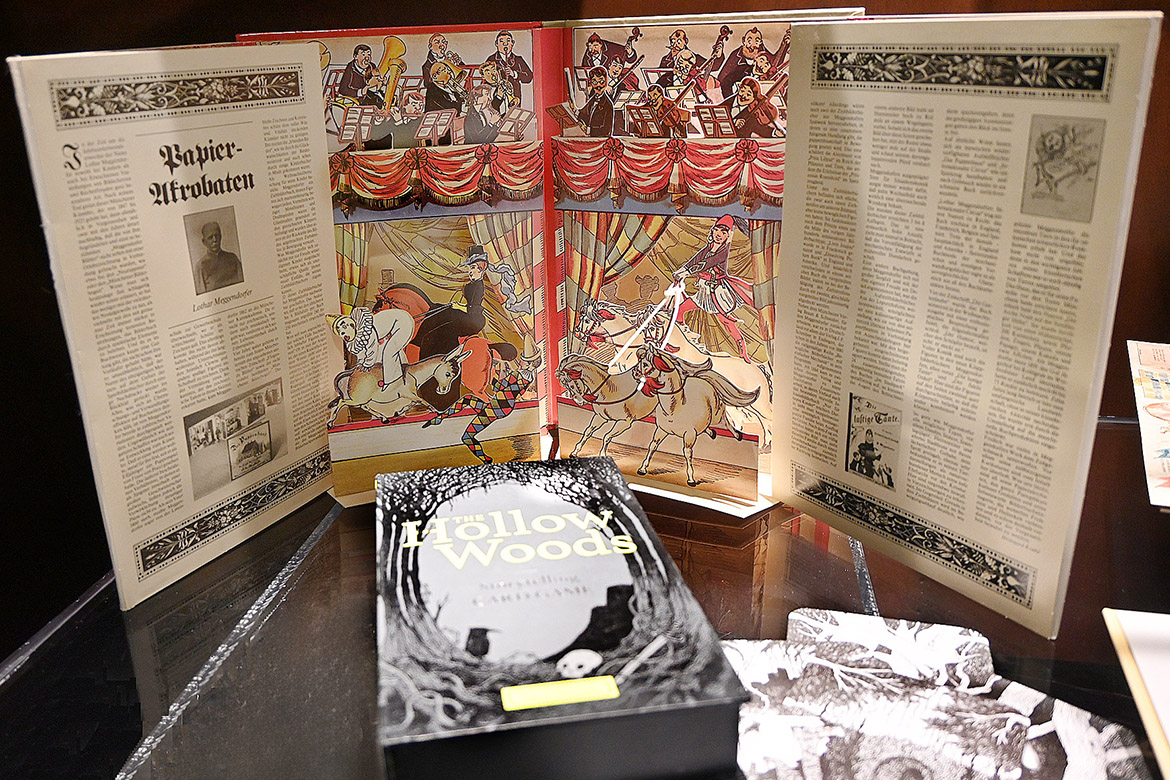 Innovations in printing brought about creative and often fanciful books, including this elaborate pop-up display in the “Printing for the People: Press and Print in Everyday Life” exhibit in Special Collections at James E. Walker Library at Middle Tennessee State University. The exhibit is on display through the end of the spring semester in Special Collections, located on the fourth floor. (MTSU photo by Nancy DeGennaro)