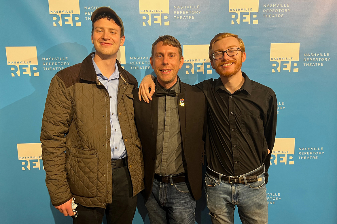 MTSU theatre professor Darren Levin, center, with recent alumni Sean McDevitt, left, and Sammy Webster who worked with him on Nashville Repertory Theatre’s production of "Ragtime: The Musical." (Photo submitted)