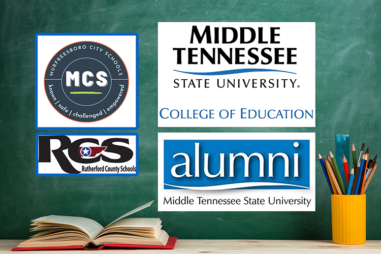 Alumni from Middle Tennessee State University’s College of Education made up a majority of this year’s Teacher of the Year winners in area Rutherford County and Murfreesboro City school districts. Education alumni were 36 of the 50 winners in Rutherford County Schools and 15 of the 27 winners in Murfreesboro City Schools. (MTSU graphic illustration by Stephanie Wagner)