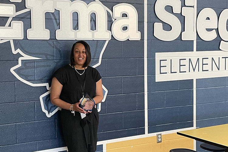 Middle Tennessee State University presented Carissa Crismon, special education teacher at Erma Siegel Elementary in Murfreesboro, Tenn., with a Mentor Teacher of Excellence award for her work mentoring MTSU education students, in May 2024. (MTSU photo by Shannon Harmon)