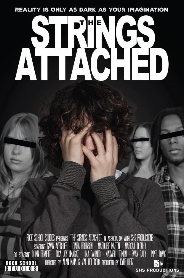 “The Strings Attached” movie poster was designed by Smyrna High School Digital Arts student Jacob Hertz. 