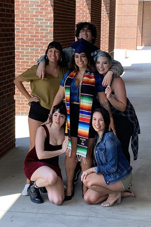 All six children of Murfreesboro, Tenn., resident and soon-to-be Middle Tennessee State University graduate Vincent Rodriguez pose for a photo at the University of Tennessee, Chattanooga, after daughter Kimberlee’s graduation. Shown with her are her siblings Christina, Alexis, Courtney, Cassondra and Diego. Vincent Rodriguez said his children’s academic success inspired him to resume his own degree pursuit at MTSU. (Submitted photo)