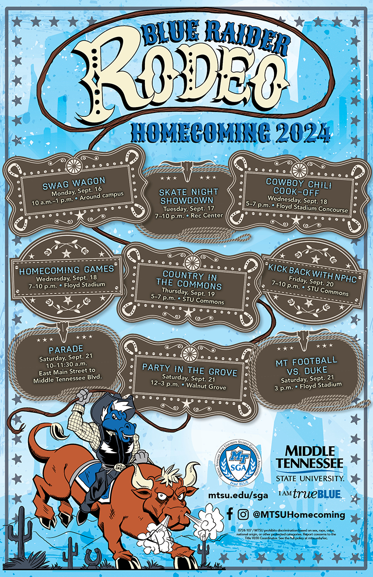 MTSU SGA 2024 Homecoming graphic promo