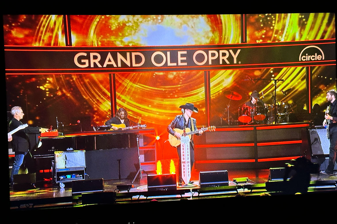 Country singer and 2022 “The Voice” TV singing competition winner Bryce Leatherwood makes his debut at the Grand Ole Opry in Nashville, Tenn., on Saturday, Sept. 15, 2024. Leatherwood has recorded a song co-written by Middle Tennessee State University commercial songwriting associate professor Odie Blackmon for the singer’s upcoming album. (Photo submitted)