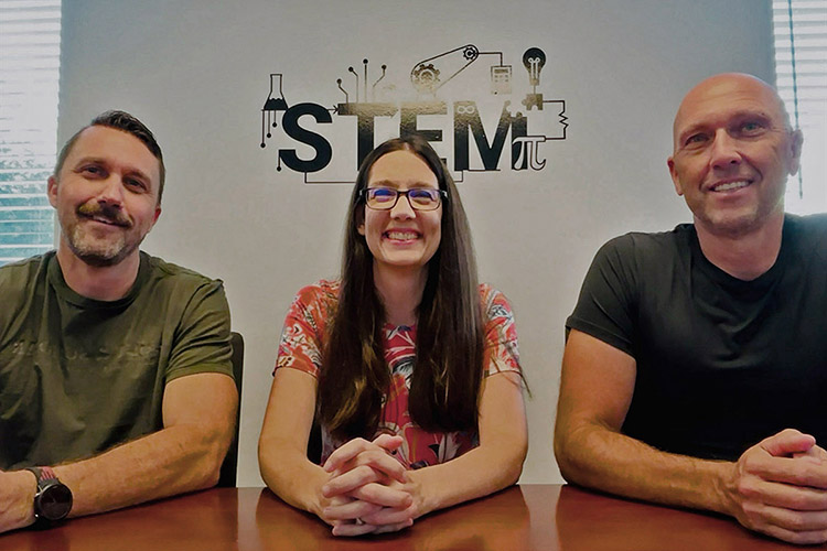 Pictured, from left, are Grant Gardner, biology professor, Sarah Bleiler-Baxter, mathematical sciences professor, and Gregory Rushton, Tennessee STEM Education Center director and chemistry professor, on the Middle Tennessee State University campus in Murfreesboro, Tenn. The trio have been awarded a $1.2 million grant to pursue their research project titled “Advancing the Culture of Teaching in STEM through Diffusion of Strength-Based Reflexivity” from the National Science Foundation. (Photo submitted)