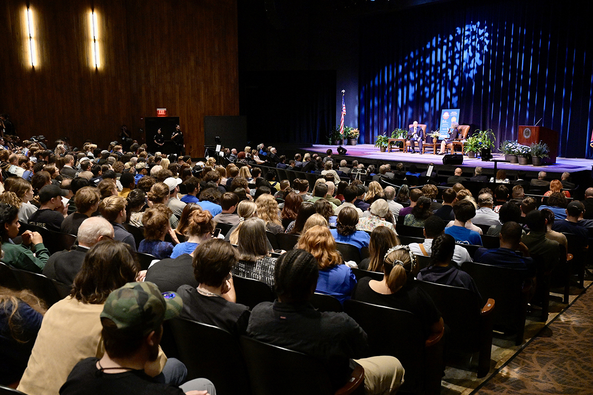 Mike Pence, 48th Vice President of the United States, speaks on Tuesday, Sept. 17, to a packed house at Tucker Theatre on the campus of Middle Tennessee State University in Murfreesboro, Tenn., as part of the university’s annual Constitution Day observance. (MTSU photo by Andy Heidt)