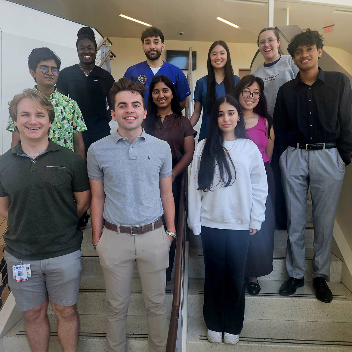 A mix of Middle Tennessee State University freshmen and Medical School Early Acceptance Program alumni gather at Meharry Medical College in Nashville, Tenn., during the MSEAP Summer Bridge program. Attendees included, front row, from left, alum Pierce Creighton, Jack Lane and Rezan Saleem; second row, from left, Faheem Mohammed, Avantika Pillai, Abigail Sajor, and Nikhil Yelemali; and back row, second from left, alums Kirolos Michael, Maria Hite and Claire Ritter. (Submitted photo)