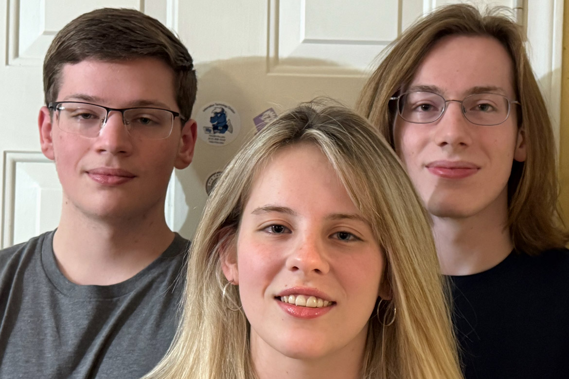 From left, Middle Tennessee State University Scholarships for STEM, better known as S-STEM, supported siblings Jacob Wolvington, Meleia Wolvington and Austin Wolvington pose for a group photo in Murfreesboro, Tenn. (Photo submitted)