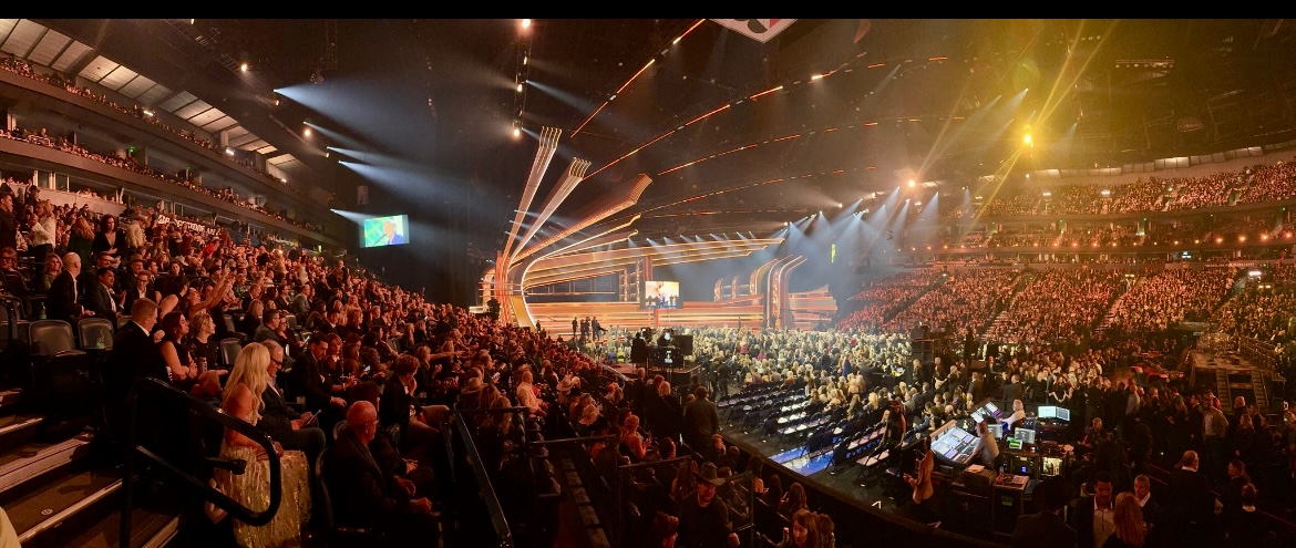 Department of Recording Industry students share a photo of the stage from the 58th annual CMA Awards in downtown Nashville on Wednesday, Nov. 2024. (Photo submitted)