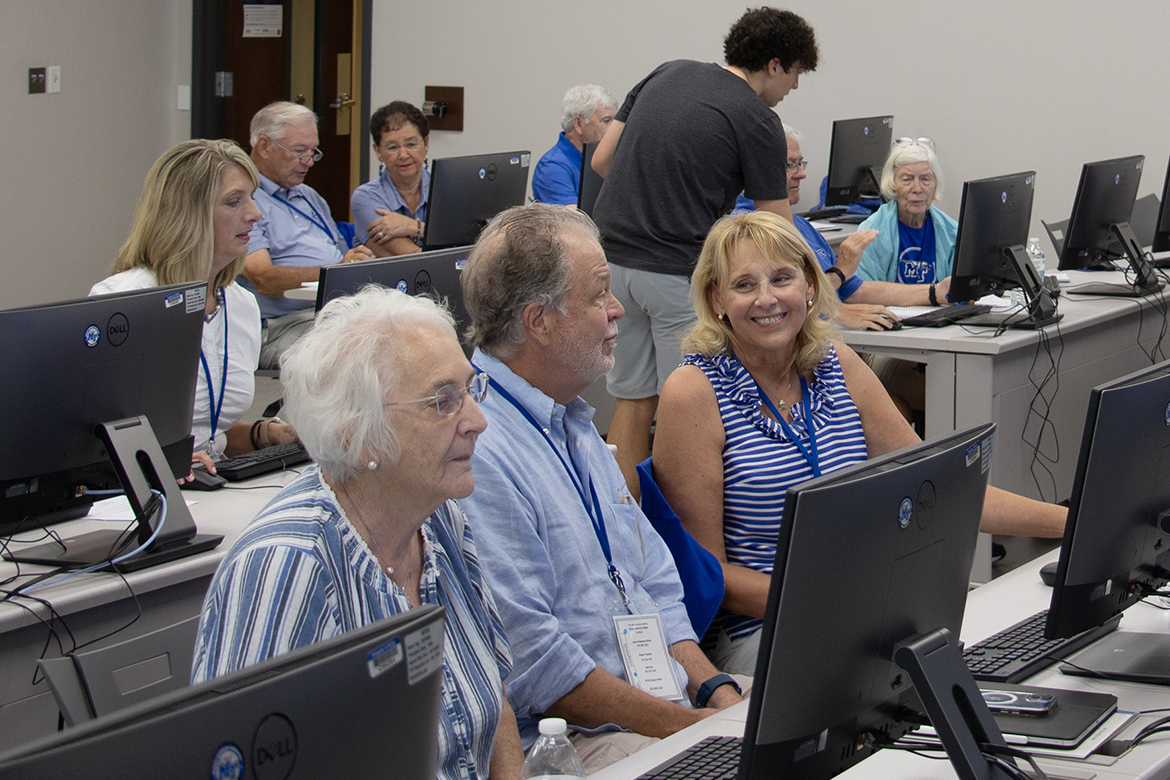 In this file photo, attendees at Middle Tennessee State University’s annual Alumni Summer College participate in one of its “edutaining” opportunities inside a computer lab on campus in Murfreesboro, Tenn. Such events are just one of the ways MTSU became the first higher education institution in the state to earn membership in the Age-Friendly University Global Network, or AFUGN. The AFUGN is comprised of more than 120 colleges and universities across five continents that are committed to promoting positive and healthy aging to enhance the lives of older members of the global community through innovative educational and cultural programs. (MTSU file photo by Brian Delaney)