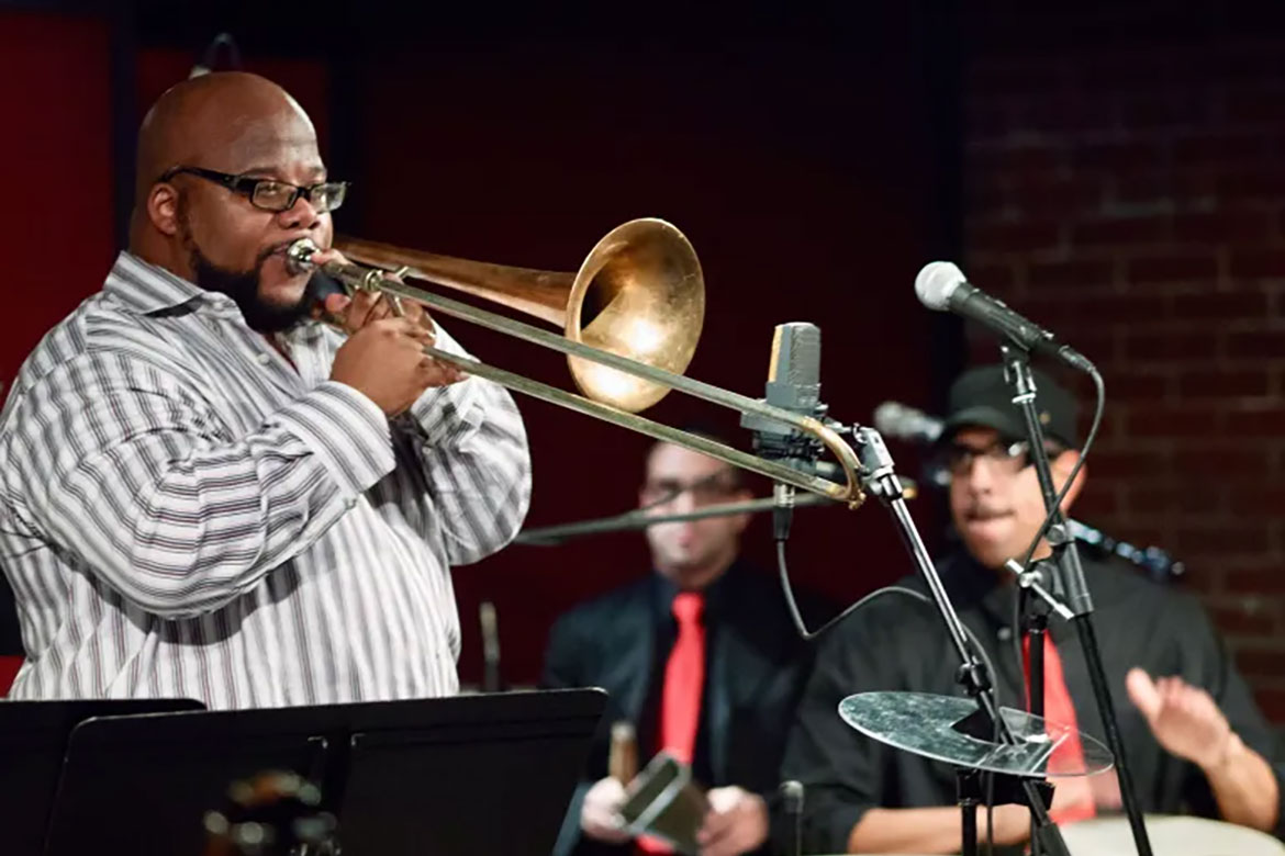 Nashville, Tenn.-based trombonist Roland Barber, shown here performing in an undated photo, will perform with his jazz quartet at the first concert of the MTSU Jazz Art Series on Oct. 23 in the Hinton Music Hall of the Wright Music Building on Middle Tennessee State University’s campus in Murfreesboro, Tenn. (Submitted photo)