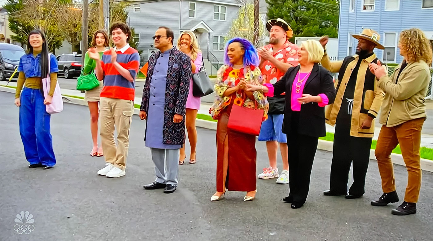 Middle Tennessee State University marketing professor Raj Srivastava, who teaches in the Jennings A. Jones College of Business, is shown here with other castmates of NBC’s new competition show “On Brand with Jimmy Fallon,” which airs nationally and debuted on Tuesday, Sept. 30, 2025. (Photo courtesy of NBC)