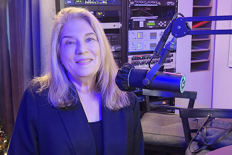 Hillorie McLarty, an English doctoral student at Middle Tennessee State University, appears on the Nov. 17 “Action Line” program on WGNS-FM Radio from the station’s downtown Murfreesboro, Tenn., studios. (MTSU photo by Jimmy Hart)