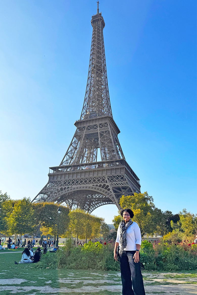 Leah Tolbert Lyons, dean of the College of Liberal Arts at Middle Tennessee State University in Murfreesboro, Tenn., poses for a photo in front of the Eiffel Tower in Paris, France, on Oct. 12, 2025. Lyons was one of 14 higher education professionals accepted to participate in the two-week Fulbright France program, where she met with university leaders, faculty, students and government officials to study higher education systems and expand global cooperation. (Submitted photo)