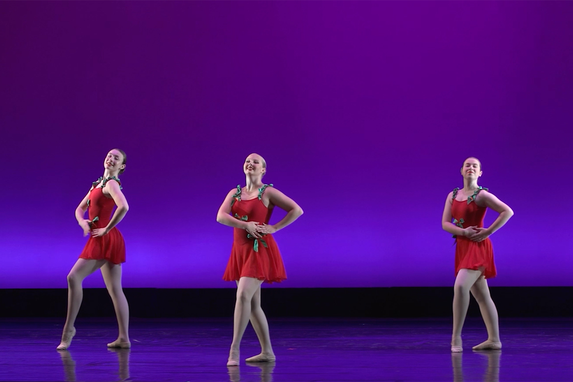 Students from Middle Tennessee State University’s Dance Program twirl and leap in a performance of “Hot Chocolate” from the 2025 “Joys of the Season” holiday-themed arts showcase from the College of Liberal Arts, premiering Monday, Dec. 8, on the university’s True Blue TV and YouTube channel. The 30-minute program will air all month on True Blue TV and other area media outlets. (MTSU screenshot)