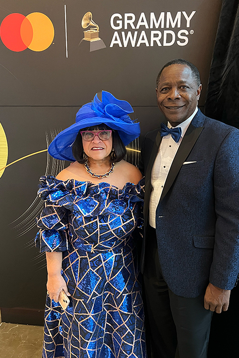 Middle Tennessee First Lady Elizabeth “Liz” McPhee, left, and her husband of 45 years, university President Sidney A. McPhee, are pictured here at a previous Grammy Awards ceremony in Los Angeles, Calif., as part of MTSU’s annual networking trip to the event. (Photo submitted)