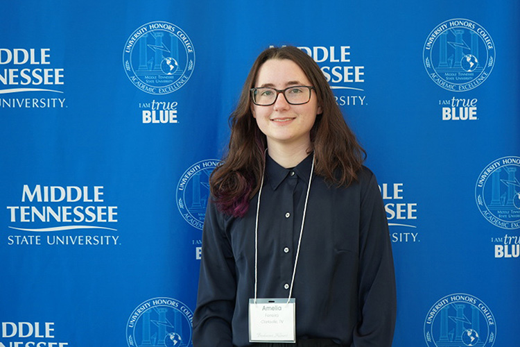 Pictured here in 2025 at the Honors College's Buchanan Fellows breakfast, Amelia Ferreira, an environmental science major at Middle Tennessee State University in Murfreesboro, Tenn., has been named a recipient of the U.S. Department of State’s Gilman-McCain Scholarship for studying abroad. (MTSU photo by Robin E. Lee)