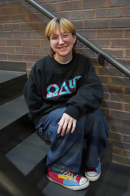 Shown here inside the John Bragg Media and Entertainment Building on the campus of Middle Tennessee State University in Murfreesboro, Tenn., integrated studies major Austyn Taylor of Pleasant View, Tenn., was instrumental, as a high school student, in building a theatre program at the K-8 Amqui Global Communications Magnet in Metro Nashville Public Schools. (MTSU photo by Robin E. Lee)