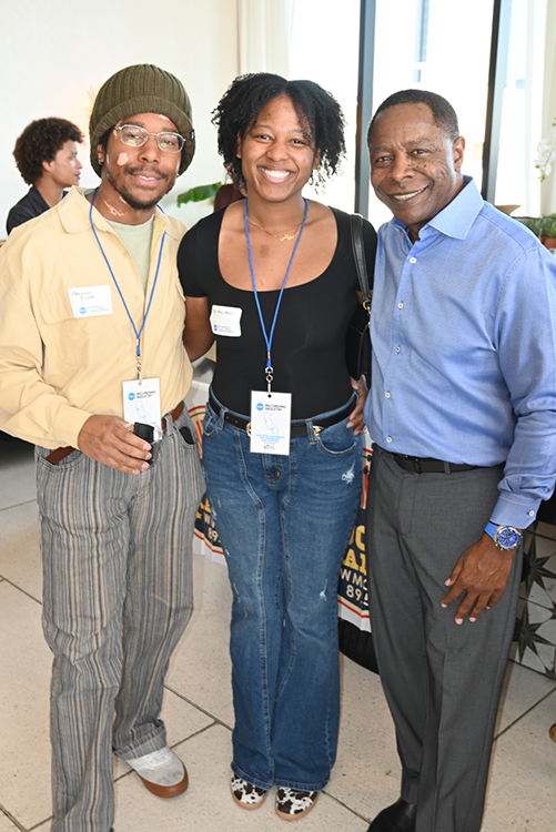 Middle Tennessee State University President Sidney A. McPhee is pictured with former students and music industry officials during the university’s annual pre-Grammy celebration over the weekend, held at The Godfrey Hotel in Hollywood. (MTSU photo)