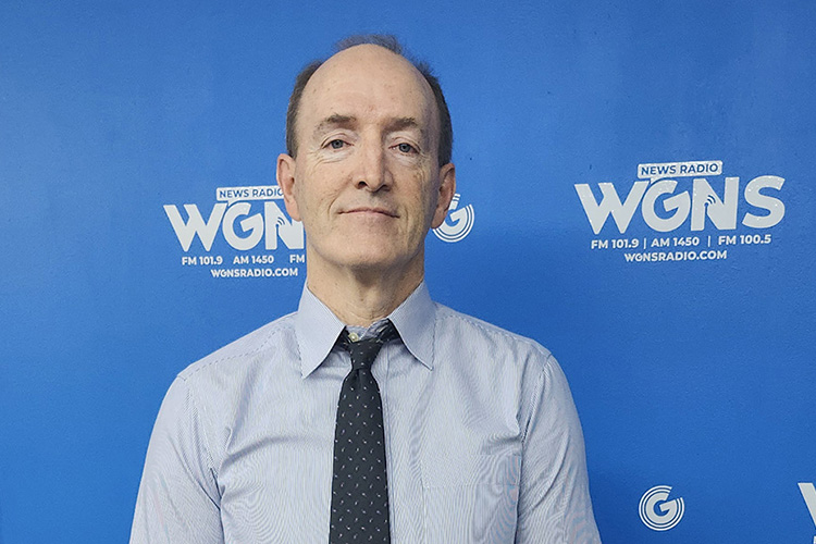 Trey Martindale, MTSU associate vice provost for online learning at Middle Tennessee State University, discussed how MTSU Online continues to expand its course offerings during a guest appearance on the WGNS Radio “Action Line” program on Feb. 16 from the station’s studio in downtown Murfreesboro, Tenn. (MTSU photo by Jimmy Hart)