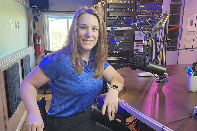 Rebecca Oldham, assistant professor of human sciences at Middle Tennessee State University, discussed an upcoming family violence panel series she’s coordinating during her guest appearance on the WGNS Radio “Action Line” program on Feb. 16 from the station’s studio in downtown Murfreesboro, Tenn. (MTSU photo by Jimmy Hart)