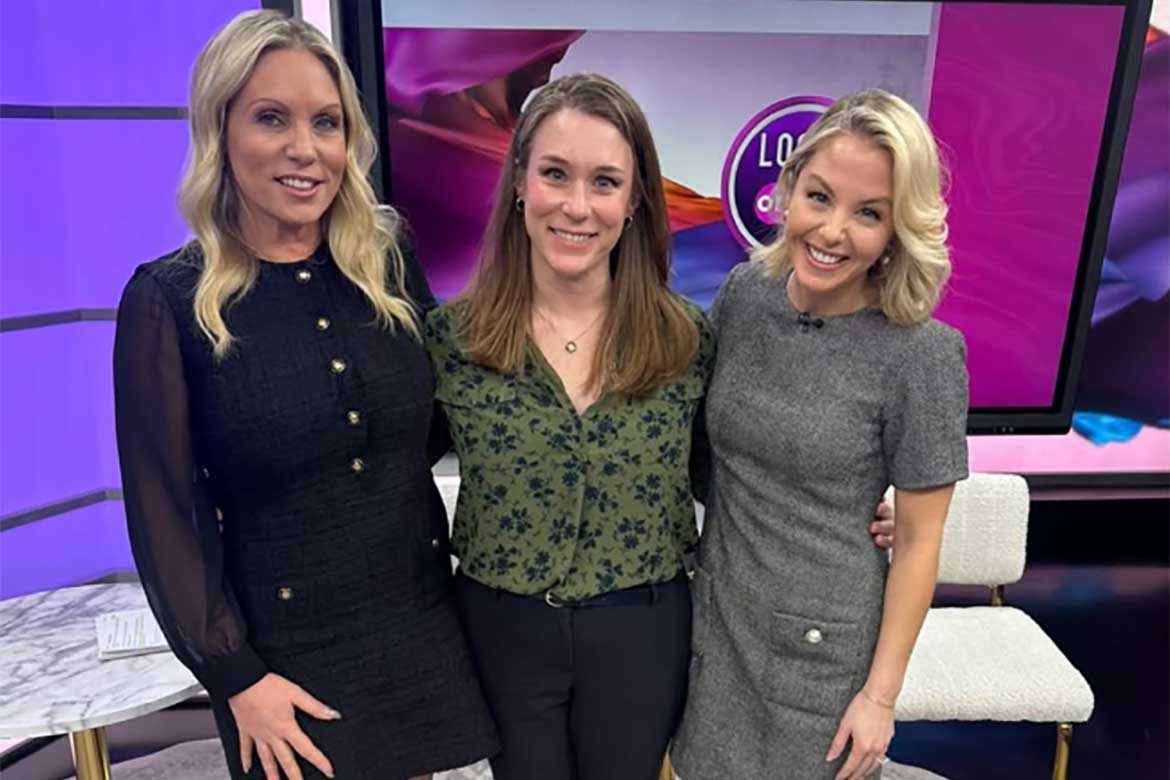 Rebecca Oldham, center, assistant professor Rebecca Oldham at Middle Tennessee State University in Murfreesboro, Tenn., is shown in the studios of WKRN-TV News 2’s studio in Nashville, Tenn., for the station’s “MTSU on 2” segment, part of the “Local on 2” programming, where she talked about the free Family Violence Professional Panel Series to help educate and keep the community informed about preventing and intervening in cases of abuse. Pictured with her are program co-host Stephanie Langston, left, and co-host and producer Laura Schweizer. (Submitted photo)