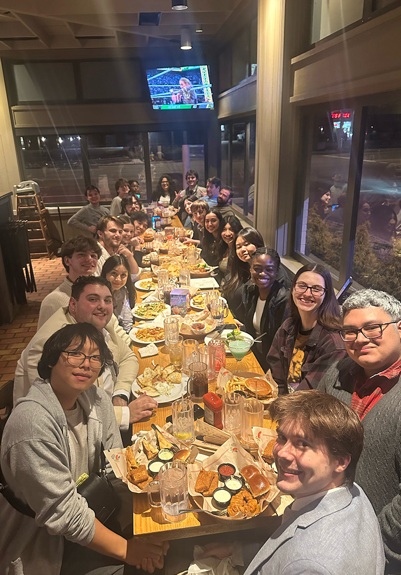 The Mock Trial Team from Middle Tennessee State University in Murfreesboro, Tenn., poses for a photo during a post-competition dinner in Knoxville, Tenn. The team competed in the American Mock Trial Association regional tournament at the University of Tennessee in Knoxville to wrap up the season. (Submitted photo)