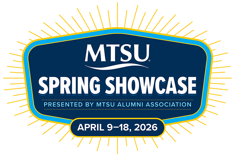 The Middle Tennessee State University Alumni Association will host its annual Alumni Spring Showcase April 9-18, a 10-day extravaganza of events for both alumni and the public, this year spanning from campus all the way to Nashville with a Nashville Zoo Family Day, multiple theatrical performances, a cooking class, Blue Raider athletic events and more. (MTSU graphic illustration by Rachel Helms)