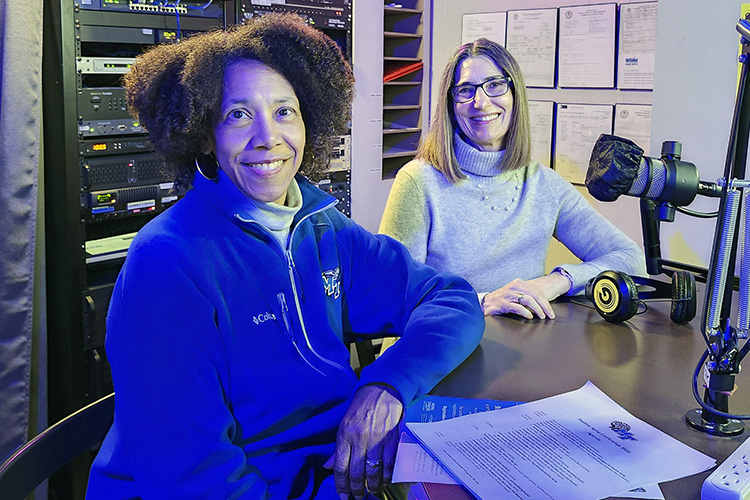 Deborah Lee, right, professor and NHC Chair of Excellence in Nursing, and director of MTSU’s Positive Age Consortium, and Mimi Thomas, coordinator in the College of Basic and Applied Sciences, discussed the upcoming 2026 Positive Aging Conference during their guest appearance on the WGNS Radio “Action Line” program on March 16 from the station’s studio in downtown Murfreesboro, Tenn. (MTSU photo by Jimmy Hart)