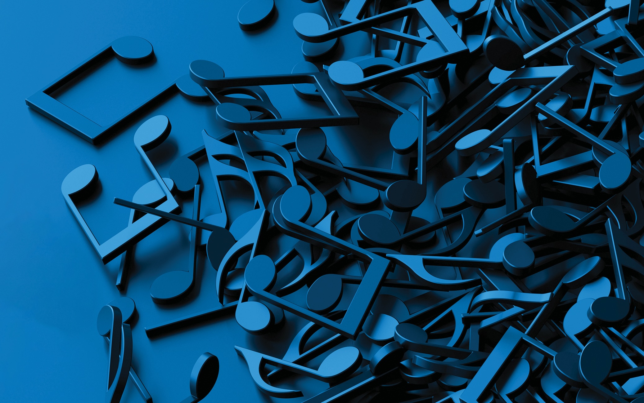 Infinite musical notes, art and music 3d rendering conceptual background