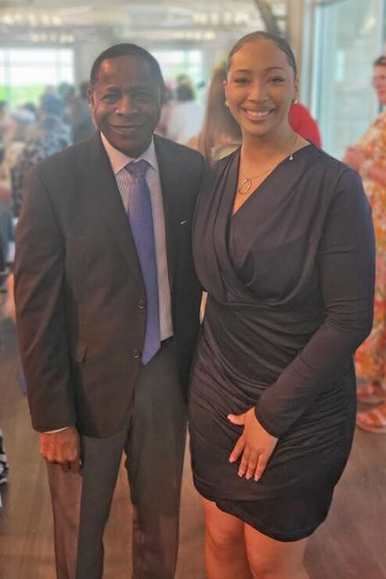 Middle Tennessee State University President Sidney A. McPhee, left, stands with Chastody “Kearra” Mullinax , an undergraduate student at MTSU in Murfreesboro, Tenn., who was presented the Ruth Houston Scholarship at the recent EqualiTEA high tea fundraiser hosted April 9 by the Middle Tennessee Fund for Women and Girls and the American Association of University Women Murfreesboro Chapter. (MTSU photo by Kristen Keene)