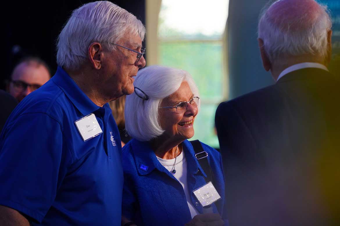 Middle Tennessee State University alumni and supporters mingle before the start of the School of Music Scholarship campaign kickoff on April 14, 2026, at the Miller Education Center in Murfreesboro, Tennessee. The campaign seeks to increase scholarship support and expand access for future students in the School of Music and Band of Blue. (MTSU photo by Mike Davis) 
