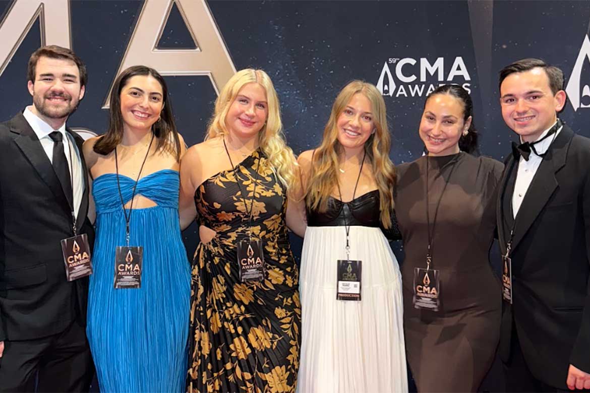 Music business major Jack Burrows (far right) completed his internship with the County Music Association (CMA) in Nashville, Tenn.  He called the experience a "stepping stone" into the music business. 